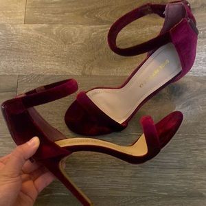 Velvet Wine Ankle Strap heels